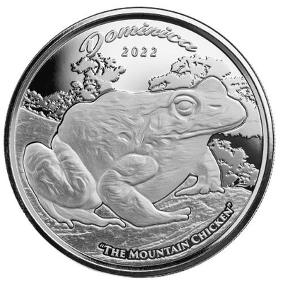 #ad 2022 Silver 1 oz EC8 Dominica Mountain Chicken Coin BU $90.49