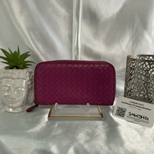 Bottega Veneta Fuchsia Intrecciato Leather Wallet With COA