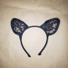 Pre-owned Black Lace Cat Ears Head Band Size: One Size