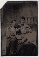 Amorous Friendly Couples Turtleneck Sweater Antique Tintype Photo