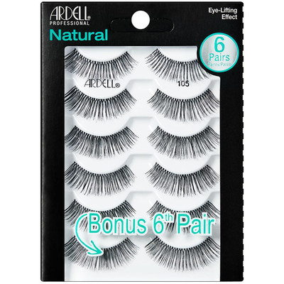 False Eyelashes Natural 105 Black, 5 Pairs Pack