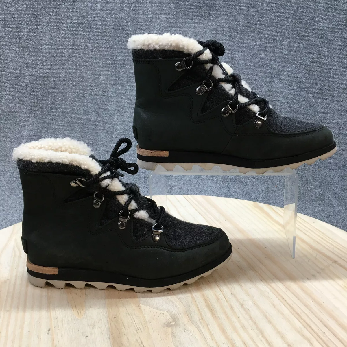 Sorel Boots Womens 6 Sneakerchic Alpine Bootie Black Wool Ankle Top LL5334 010