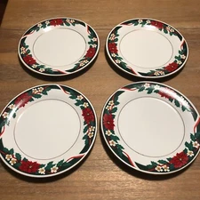 Deck the Halls Tienshan Fine China Christmas Dessert/Salad Plates - READ BELOW