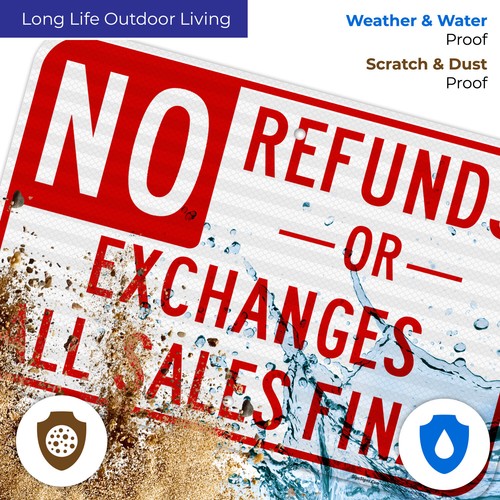 No Refunds Or Exchanges Sign, All Sales Final Sign, - Picture 38 of 85