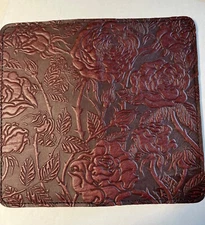 Oberon Rose Embossed Design Checkbook Cover Quality Genuine 100% Leather