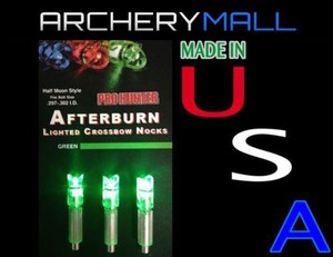 3-GREEN-AFTERBURN-CROSSBOW-ARROWS-LIGHTED-NOCKS-HALF-MOON-297-302-I-D