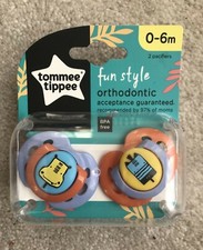 Tommee Tippee Fun Style Orthodontic Pacifiers BPA free 0-6m 2 Pack-Orange Purple
