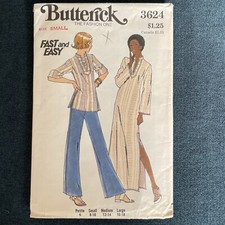 1970 s Butterick 3624 Caftan Dress Top EASY Size Small