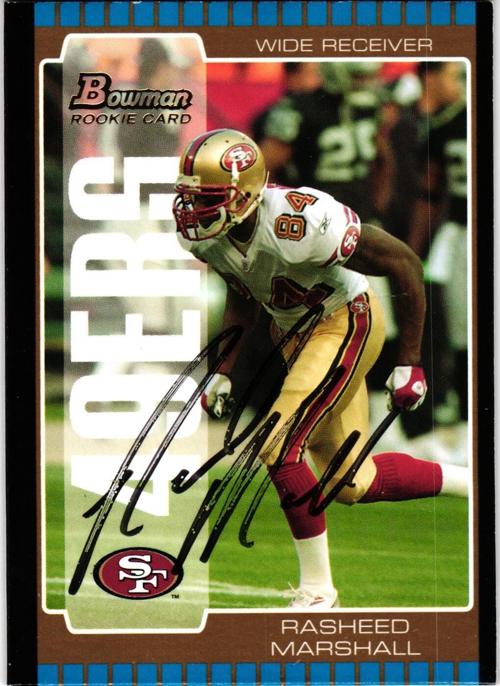 Rasheed Marshall #185 Signed 2005 Bowman Bronze NFL Football Card WVU 49ers RC