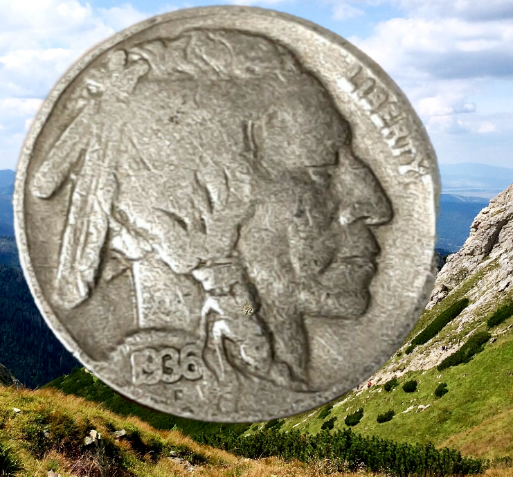 1936 Buffalo nickel Cheyenne Two Moons nickel #E16