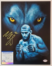 Khamzat “Borz” Chimaev Signed Auto Wolf Eyes 11x14 Photo PSA COA UFC MMA