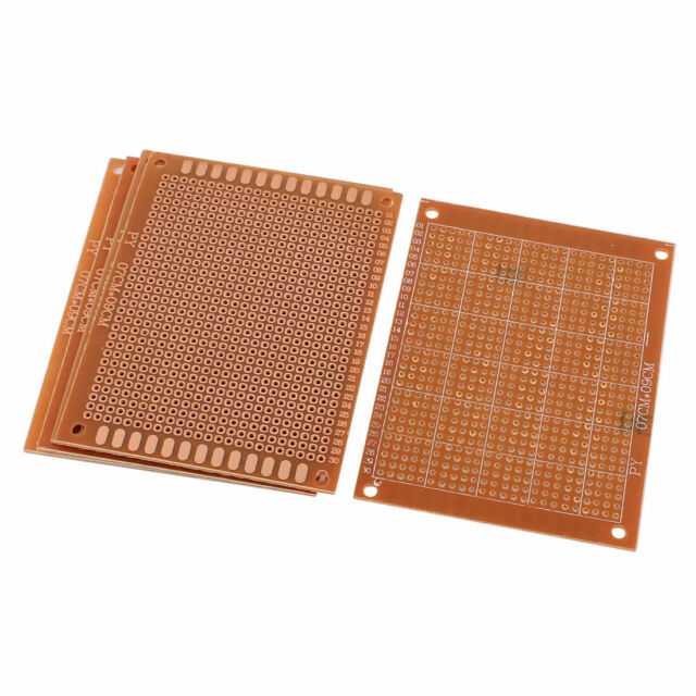 2.54mm Pitch PCB Board Prototype Breadboard Single Side 90mm x 70mm Brown 5 Pcs