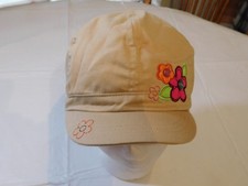 Claire's Youth Girls 52 CM Hat embellished flowers khaki tan orange pink NWOT