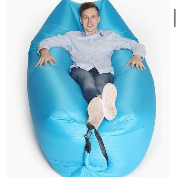 The Offical Pouch Couch, Blue, Inflatable Air Lounger, As Seen on