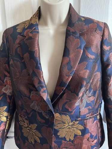 Women's Next Petite Blazer Navy Blue, Gold, Bronze and Copper Size UK 10 - Picture 24 of 24