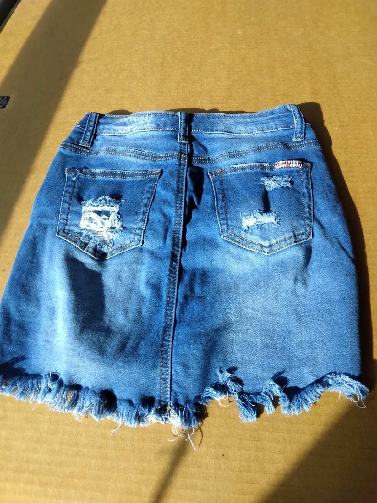 Machine Nouvelle distressed mini denim skirt with pearls Juniors Size S 26