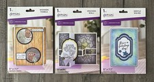 Crafter's Companion Set of 3 Assorted Gemini 1 Piece Embossing Folders 5 x 7.1