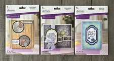 Crafter's Companion Set of 3 Assorted Gemini 1 Piece Embossing Folders 5” x 7.1”