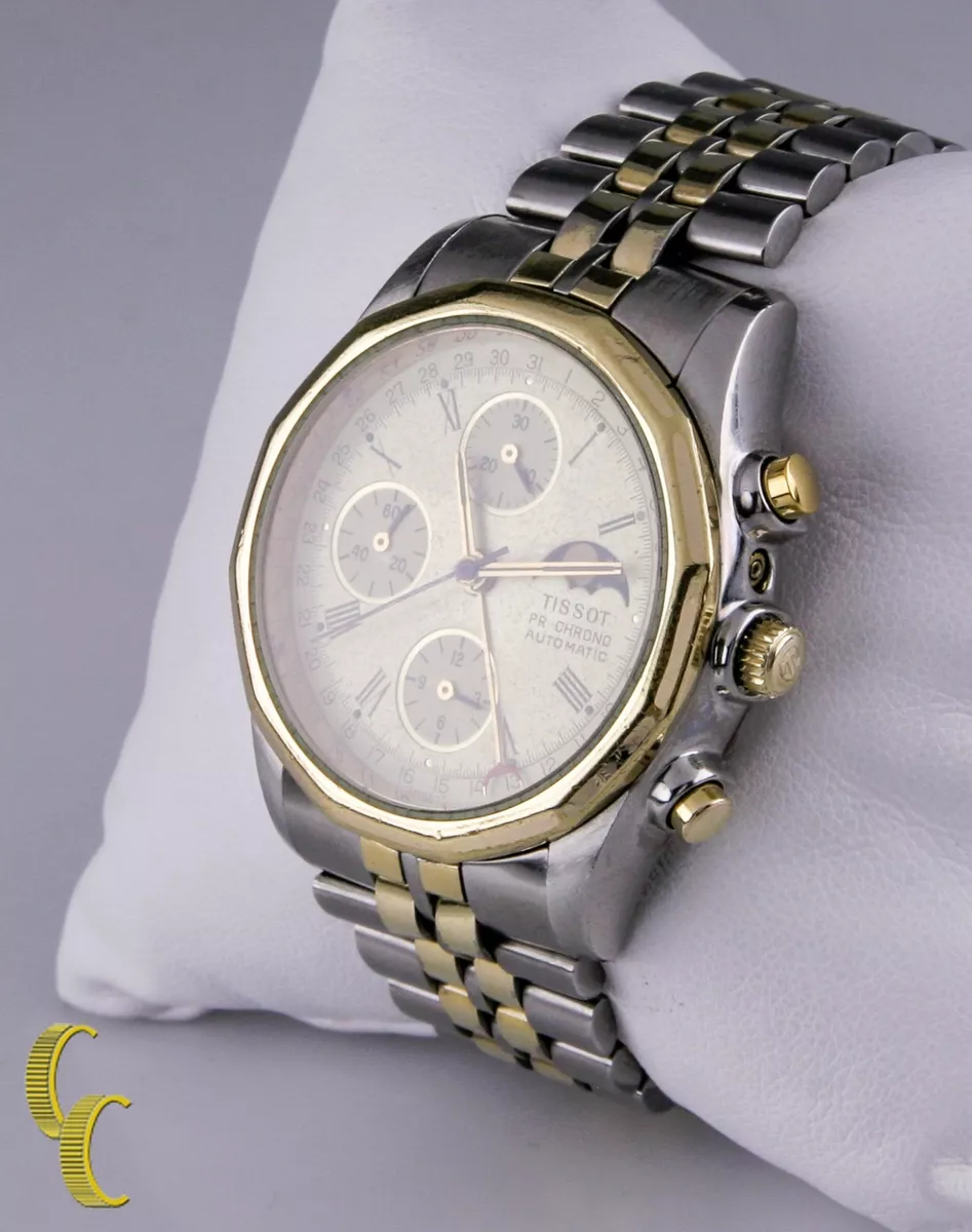 Tissot Two Tone PR 100 Automatic Chronograph Moonphase Watch Valjoux 7750 C451