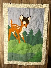 Disney Bambi Handmade Baby Quilt From Kit Nursery Blanket Fawn Floral Vintage