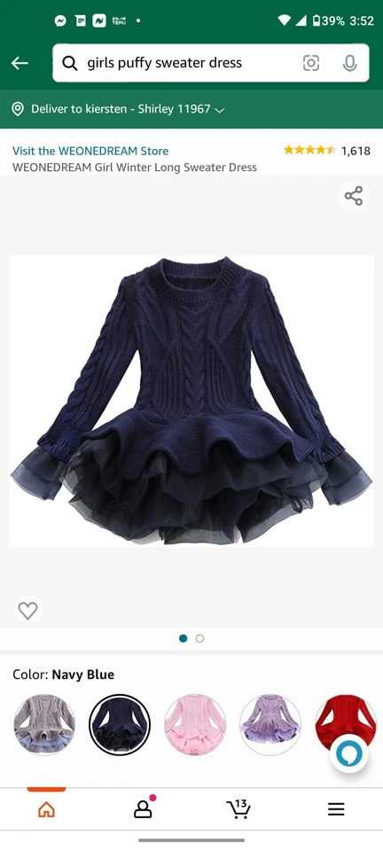 Girls Navy Party Dress Size sz 5 Sweater Knit Puffy  - Image 4 of 4