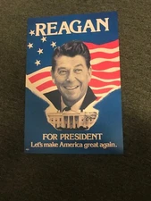 1980 Ronald Reagan President Election Campaign Poster Sign 