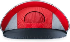 MANTA PORTABLE BEACH TENT, NEW, RED with GRAY ACCENTS, ONIVA, sun/wind shelter