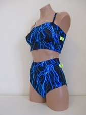 Schminke lightning dance festival set high waist bottoms bra top neon UV club