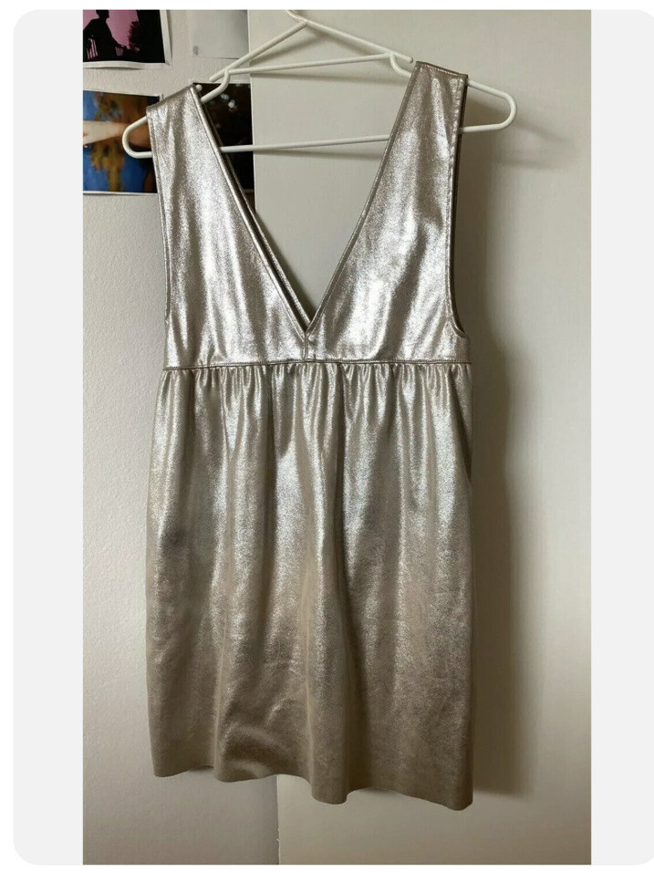 Dress Zara Size S Au 8 10 flare babydoll Sleeveless Metallic Gold eBay