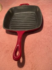 Cast Iron Griddle Skillet Geoffrey Zakarian By Dash 10" Red Nonstick  GUC