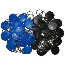100pcs 125KHz RFID ID EM4100 Proximity Induction Tag Token Keyfob Black  Blue