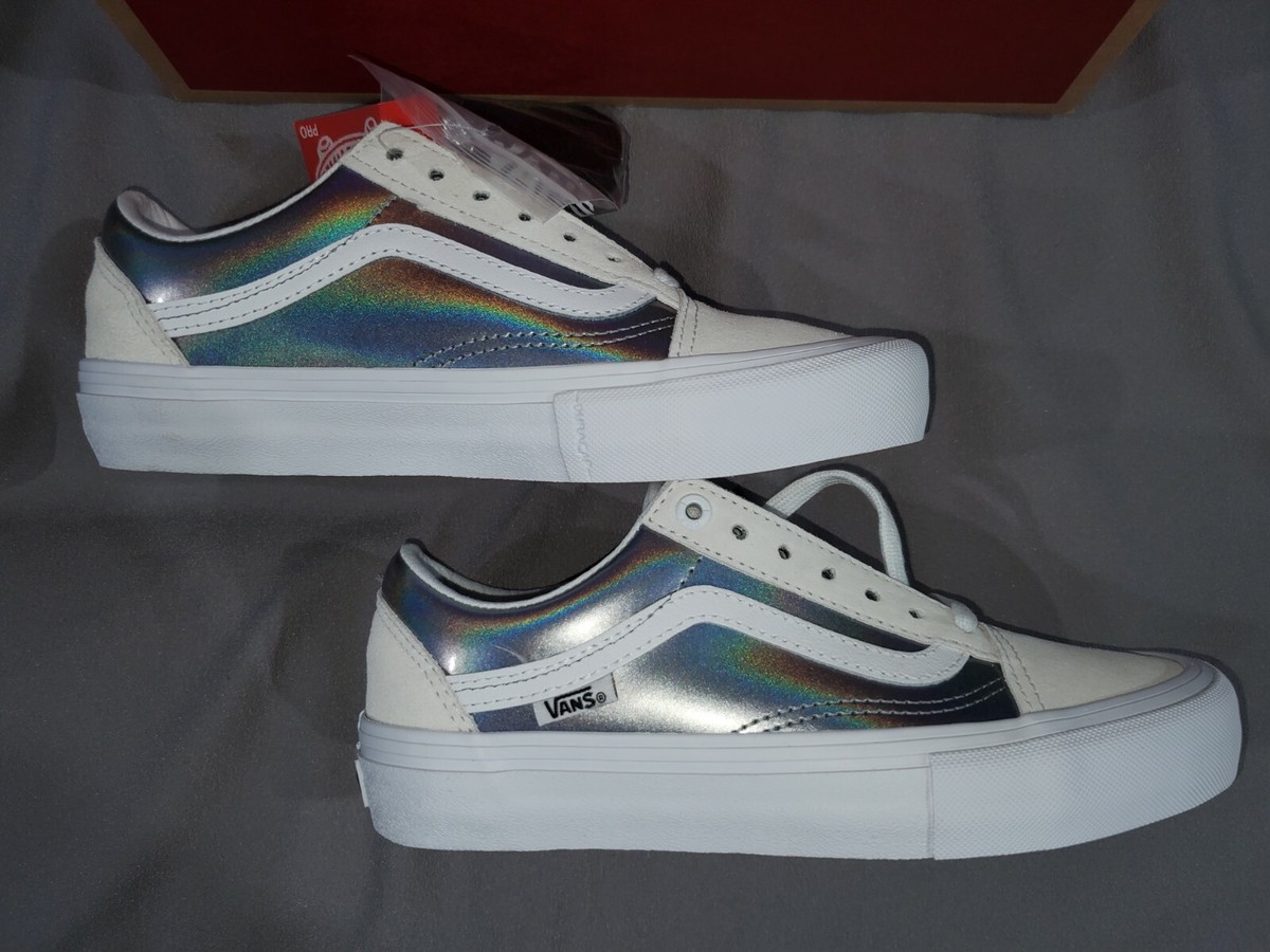 BRAND NEW -WORN ONCE -MENS10.5 - VANS OLD SKOOL PRO - IRIDESCENT TRUWHT/TRUWHT VANS OLD SKOOL PRO IRIDESCENT SHOES MENS SZ 5 VN0A453SK02  main image 2