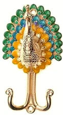 Peacock Antique Style Handmade Gold Jeweled Towel Cloth Key Cap Wall Hook Hanger