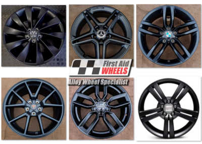 SATIN BLACK POWDER COAT REFURBISHMENT for 18'' ALLOY WHEELS NW