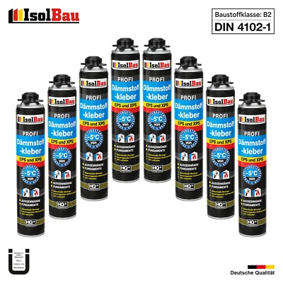 Dämmstoffkleber B2 PU-Klebeschaum Dämmplatten 8 x 750ml Perimeterkleber EPS XPS