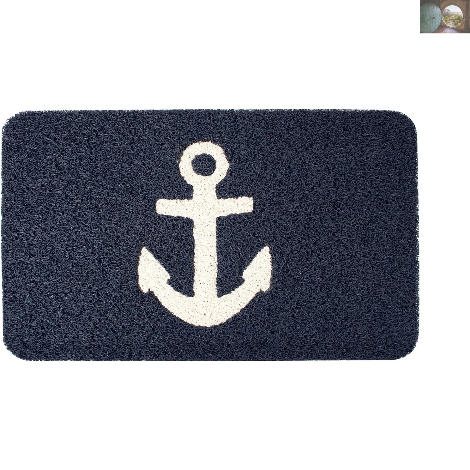 Elegant Blue Anchor Doormat - 30x18-Inch Vinyl, Perfect for Indoor/Outdoor Use