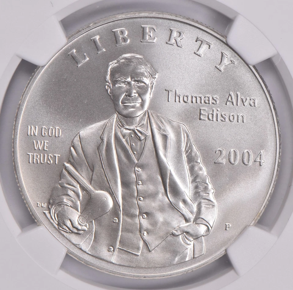 MS70 2004-P Thomas Edison Commemorative Dollar NGC Brown Label *0074 - Image 3 of 4