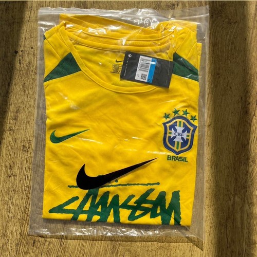 Nike Stussy Brazil x Football Jersey Yellow And Green Brand New With Tags - Picture 4 of 7