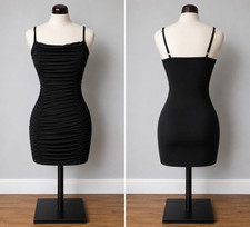 Quiz Black Ruched Bodycon Mini Dress UK 6 Stretch Party Club Cocktail Evening