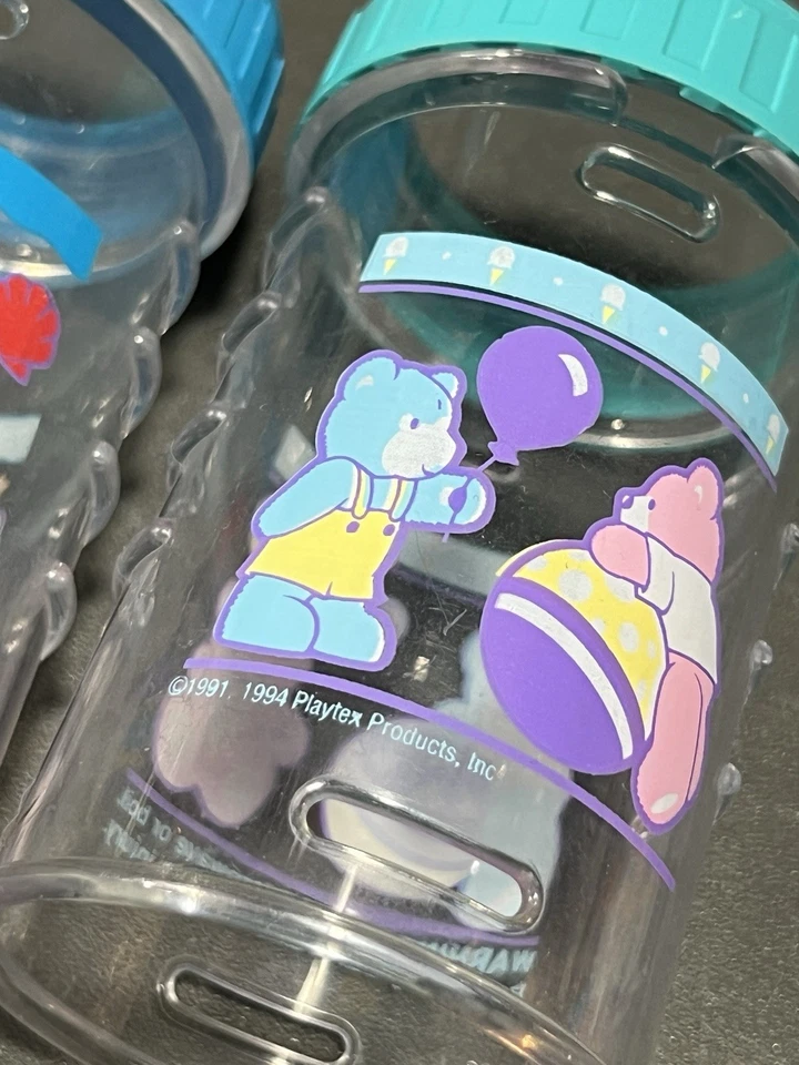 Vintage 90s Playtex Nurser Drop In Bottles With Rings Colorful 4oz Lot 1994 1995 - Image 2 of 3