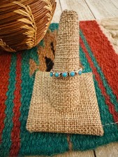 Handcrafted Turquoise  Sterling Silver Twisted Band Ring