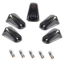 5PCS Smoke Roof Cab Marker Lights Lens with White LED Smoke Lens White LED