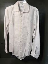 Men's Vintage Lugano White Tuxedo Button Down Shirt Sized 15-15 1/2. Korea
