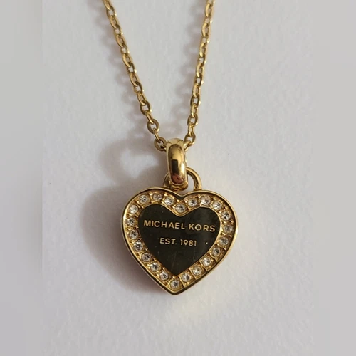 Collana cuore Michael Kors pietre cristallo inox logo 18" usata in ottime condizioni