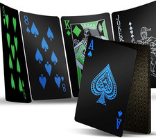 2 Decks Plastic Playing Cards, Premium Plastic Waterproof Black Playing Poker Ca