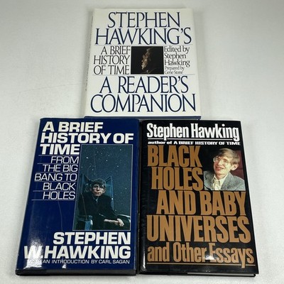 Stephen Hawking Book LOT of 3 Brief History Time Companion Black Hole Science HC