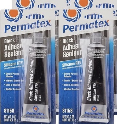 Permatex 81158 Black Silicone Adhesive Sealant, 3 oz Tube, 2-Pack