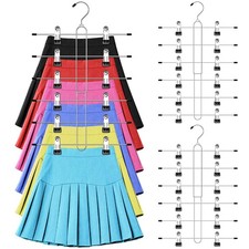 6 Tier Skirt Hangers Space Saving,2 Pack Pants Skirts Hangers with Clips for ...