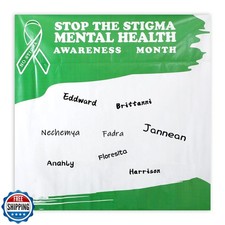 Outus Mental Health Awareness Autograph Poster 6 x 6 ft Green Ribbon Cancer A