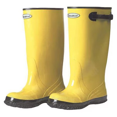 Overboots, Plain Toe, Rubber, 17 In Height, Bar Grip Sole, Yellow, 13, 151013